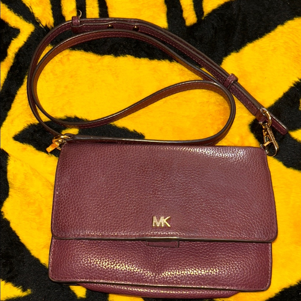 Michael Kors Burgundy Leather Crossbody Bag